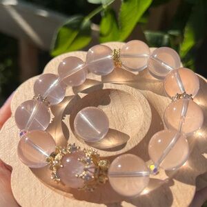 15mm Natural Mozambique Star Rose Quartz Bracelet